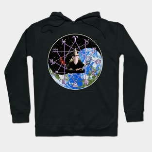 Zodiac Wizard: Earth and Space Yin Yang - Occult Astrology Design Hoodie
